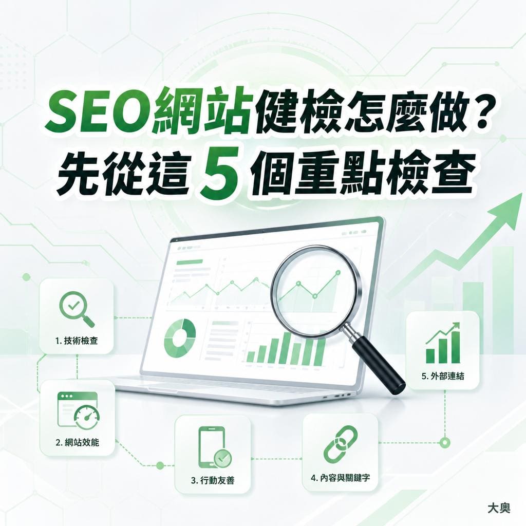 SEO網站健檢怎麼做？先從這 5 個重點檢查示意圖